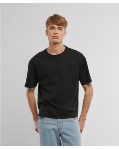 Build Your Brand Cropped Oversize Tee – Boxy Streetwear T-Shirt for Custom Print, Shortened Cut Ends, Ribbed Crew Neck