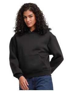 Build Your Brand Women’s Loose-Fit Hoodie - Kangaroo Pocket and Hood, Ribbed Cuffs and Hem, Oversized Fit, Half Moon at Neck