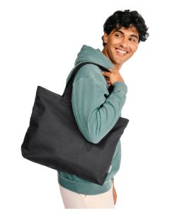Comfort Colors Cotton Canvas Tote – Pigment-Dyed, Self Fabric Handles, 10" Shoulder Drop, DTM Zip Closure