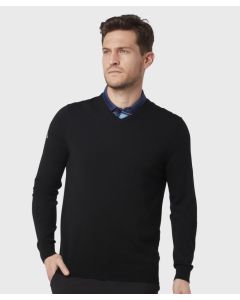 Callaway Ribbed V-Neck Merino Sweater – Merino Wool, Ribbed Shoulders, Embroidered Callaway Tour Logo