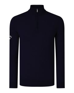 Callaway Men’s Quarter-Zip Sweater – Ribbed Shoulder, Merino Wool, Long Sleeves, High Chevron Neck