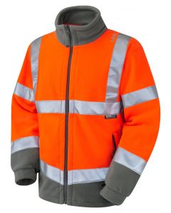 Leo Workwear HARTLAND Leo EcoViz Fleece Jacket – Zipped Front Pockets, Shock Cord Hem Adjusters, Retromax Reflective Tape