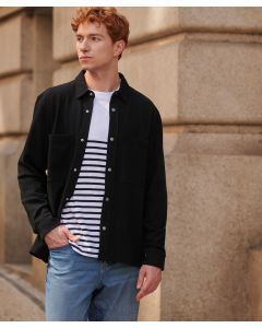 Front Row Premium Piqué Overshirt - Structured Fit Cotton Layer Shirt, Back Yoke, Regular Fit, Brushed Back Fleece