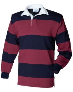 Front Row Sewn Stripe Long Sleeve Rugby Shirt – Classic and Durable Fit, Timeless Rugby Style, Traditional Rugby Collar