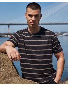 Front Row Striped T-Shirt – Everyday Classic Tee, Casual, Twin Needles & Taped Neck, Single Jersey Back Neck Tape
