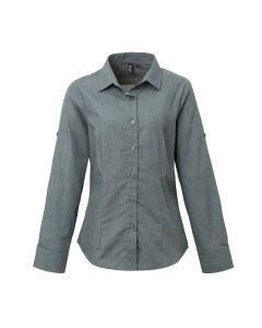 Premier Women's Poplin Cross-dye Roll Sleeve Blouse