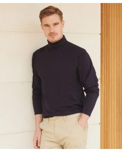 Henbury Long Sleeve Roll Neck Top – Soft Touch Feel, Cotton Rich With Double Thickness Rib Roll Neck, Hemmed Cuffs