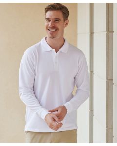 Henbury Long Sleeve Coolplus® Polo Shirt –  Permanent Wicking and Flat Knit Collar, Breathable, Excellent Colour Retention