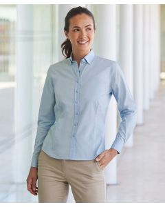 Henbury Women’s Coolplus® Shirt– Long Cuffed Sleeves, Cotton Feel, Button Down, Back Yoke, Wrinkle-Resistant