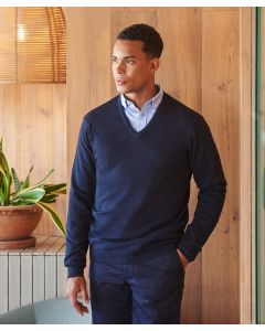 Henbury 12 Gauge V-Neck Jumper – Lightweight, Soft-Touch, Classic Knitwear, Set-In-Sleeves, 1x1 Rib and Cuff