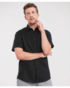 Russell Collection Short-Sleeved Easy-Care Tailored Oxford Shirt – Oxford Fabric with Excellent Finish, Contemporary, Semi-Cutaway