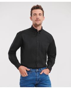 Russell Collection Long-Sleeve Easy-Care Oxford Shirt – Polycotton, Button-Down Collar, Classic Fit, 2 Button Adjustable Cuffs