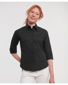 Russell Collection Women’s Long Sleeve Easycare Fitted Shirt – Smooth Fabric with a Slight Stretch for Added Comfort and Fit