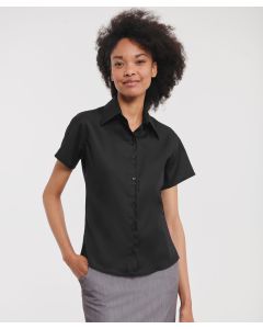 Russell Europe Women's Short-Sleeve Ultimate Non-Iron Shirt – 100% Cotton Micro-Twill, Easy-Care Perfection, Fashionable Twin