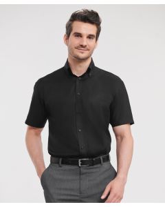 Russell Europe Short-Sleeve Ultimate Non-Iron Shirt – Luxurious 100 % Cotton Micro-Twill, Semi-Cut away Button Down