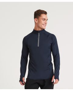 AWDis Just Cool Flex Long Half-Zip Top - Reflective Details, Raglan Sleeve