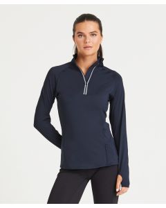 AWDis Just Cool Women's Flex Long Half-Zip Top - Reflective Details, Chin Guard