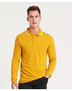 AWDis Just Polo's Tipped 100 Long-sleeve Polo - Cuffed Sleeves, Taped Neck