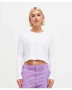 AWDis Just T's Women's Long-sleeve Cropped T - Triblend Fabric, Ribbed Crew Neck