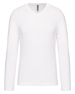 Kariban Men’s Long-Sleeved V-Neck T-Shirt – Comfortable, Versatile Fit, Slim Fit, Self-Fabric Neckline
