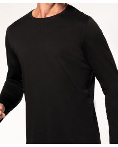 Kariban Men's Long-Sleeved Crew-Neck T-Shirt – Soft Feel, Slim Fit, Self-Fabric Neckline, Twin-Needle Finishing