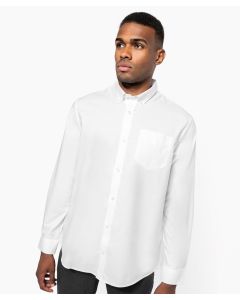 Kariban Men’s Oxford Shirt – Long Sleeves with Button Cuffs, Button-Down Collar, V-Shaped Left Chest Pocket, Double Back Yoke