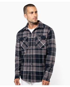 Kariban Sherpa-Lined Checked Shirt Jacket – Long Sleeves with Cuffs, 2 Flap Chest Pockets, Flannel Pattern, Button Down Placket