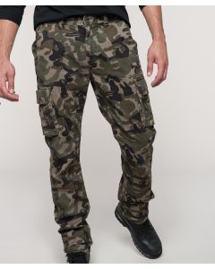Kariban Men's Multi-Pocket Camo Trousers – Peach Finish, Zip Fly with Button, Strategic Pockets for Carrying Tools