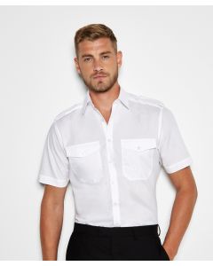 Kustom Kit Pilot shirt short-sleeved (tailored fit) –  Fused Stand Up Collar, Easy Iron, Double Stitched Side And Sleeve Seams