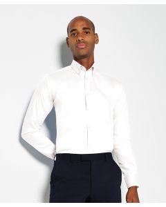 Kustom Kit Men’s Oxford Twill Shirt – Non-Iron Wrinkle-Free Taping, Slim Fit, Long Sleeved, Button-Down Collar, Shirttail Hem