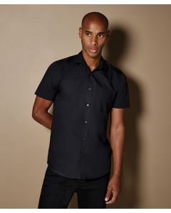 Kustom Kit Men’s Short Sleeve Poplin Shirt – Tailored Fit, Easy Iron, Cutaway Collar