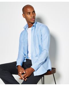 Kustom Kit Slim Fit Oxford Shirt – Long Sleeved, Slim Fit, Double-Stitched Side And Sleeve Seams,  Rounded Hem