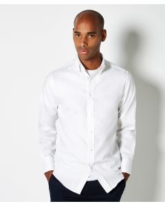 Kustom Kit Premium Oxford Shirt - Tailored Fit, Long-Sleeves, Sleek Fit, Fused Stand-Up Button-Down Collar, Back Yoke