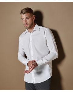 Kustom Kit Slim Fit Business Shirt – Long Sleeves, Easy Care Fabric, Semi Cutaway Collar, Spare Button