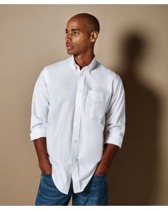 Kustom Kit Workplace Oxford Shirt – Classic Fit, Long-Sleeved, Fused Stand-Up Button-Down Collar, Chest Pocket, Rounded Hem