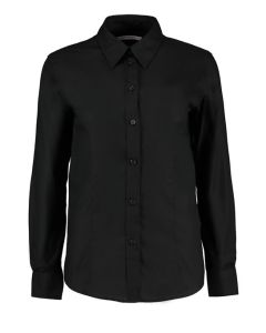 Kustom Kit Women's Workplace Oxford Blouse – Long Sleeves with Adjustable Button Cuffs, Tailored Fit, Back Yoke, Spare Buttons