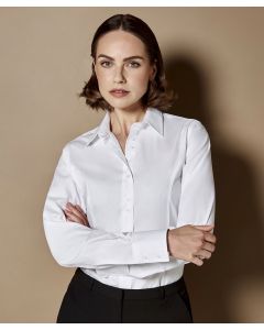 Kustom Kit Women’s Business Blouse Shirt – Front & Back Panels, Long Sleeves with 2-Button Cuffs, Button-Down Closure, Shirttail Hem