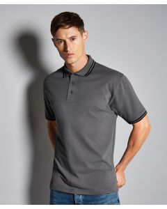 Kustom Kit Tipped Collar Polo – Classic Fit, Knit Collar, Taped Back Neck, Half Moon Back, Twin Needle Hem