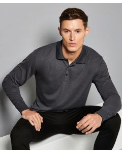 Kustom Kit Piqué Polo – Classic Fit, Long-Sleeved, 3 Button Narrow Placket, Side Vents, Twin Needle Hem, Rib Cuffs