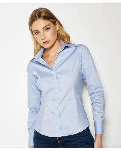 Kustom Kit Women's Corporate Oxford Blouse - Long-Sleeves, Tailored Fit, Two Curved Front Panels