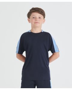  Finden & Hales Kids’ Team T-Shirt – Self Fabric, Contrast Colour, Sports Fit, Breathable. Two Piece Collar