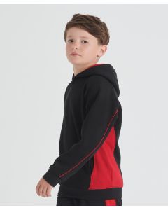 Finden & Hales Kids' Pullover Hoodie – Soft-Touch, Durable, Contrast Side Panelling, Raglan Sleeves, Angled Pouch Pockets