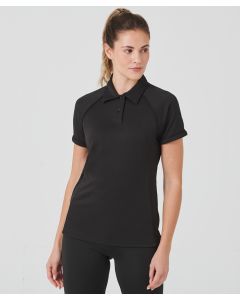 Finden & Hales Women’s Piped Performance Polo – Smart Fit, Rapid Absorption, Cuffs With Piping, Raglan Sleeve