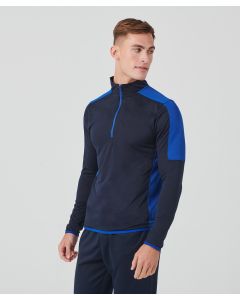 Finden & Hales Quarter Zip Unisex T-Shirt – Stand-Up Collar, Long Sleeves, Contrast Panel, Stretch Binding at Cuffs & Hem