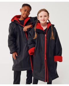 Finden & Hales Kids All-Weather Robe – Full-Length Zip, 3-Piece Hood with Fleece Lining, Zipped Pockets, Hook & Loop Sleeve Cuffs