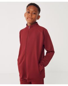 Finden & Hales Kids Knitted Tracksuit Top - Full Zip and Ribbed Cuffs Detail, Contrast Colour, Centre Front Zip, Funnel Neck