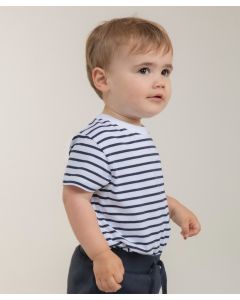 Larkwood Short Sleeve Striped T-Shirt – Soft Feel, Comfy Fit, Plain Rib Detail at Neck, Set-in Sleeves, Twin Needle Stitching