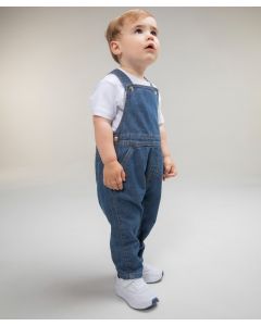 Larkwood Denim Dungarees – Classic Infant Bib Overalls in Cotton Denim, YKK Poppers on Straps, 2 Rear Patch Pockets