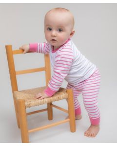 Larkwood Striped Pyjamas - Soft Cotton Set with Button Top and Trousers, YKK Popper Fastening, Contrast Ribbed Cuffs