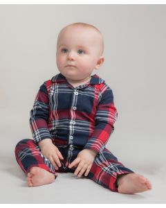 Larkwood Tartan All-in-One - Baby Romper Soft Cotton Classic Design, Button Down Centre, Self Fabric Gusset, Cuffs on Sleeves